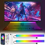 Under Monitor Light Bar, RGB Screen Light Bar Desk Light PC, Dimmable LED Dynamic Rainbow Effect, Adjustable Brightness, Speed and Music, Remote Control Color Change, for Game Light Room（2pc）