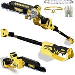 TROOZY Cordless Pole Saw, 8-INCH 2-IN-1 Chainsaw, Electric Tree Trimmer with 9FT Telescopic Pole, 180°Angle for Tree Branches Pruning & Wood Cutting,Compatible with Makita Battery (no battery)