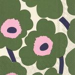 Ideal Home Range L552622 Marimekko 20 Count Paper Luncheon Napkins, Unikko Dark Green