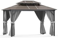 GarveeLife Outdoor Patio Pavilion - 13x10 Feet, Aluminum Alloy + Pc Solar Panel, Double Roof, Suitable for Lawns, Gardens, Backyards, and Decks, Suitable for All Seasons, Used for Family Gatherings.