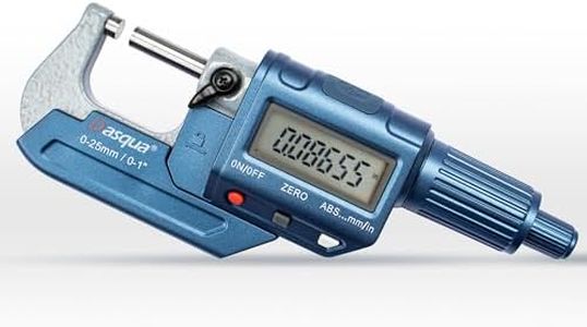 Dasqua Precision Digital Outside Micrometer, Measuring Tools for Machining and Industrial use, 0-1 inch Accuracy 0.002mm with Large Display, Lock nut and Carbide tip