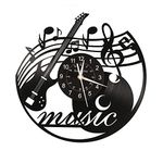 KingLive Music Vinyl Record Wall Clock, Music Room Decoration, Music Theme Wall Clock. (Music A)