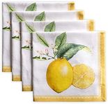 Maison d' Hermine Napkin 100% Cotton Cloth Napkin Set of 4 Decorative Washable Napkins, Home, Kitchen, Dining, Cocktail Parties & Camping, Limoncello - Spring/Summer (20”X20”)