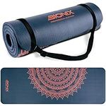 Bionix Premium Printed Exercise Mat with Carry Straps - Thick Foam NBR Yoga Mat with Non-Slip Large Surface Perfect for Pilates Fitness Workout Home Gym Mats For Men & Women