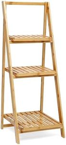 Plant Stand, Book Shelf, Home Decor Display Rack, Bamboo Shelving Unit, Folding Ladder Shelves, No Assembly, for Office, Living Room, Hallway, Kitchen and Bathroom Furniture (3-Tier)