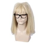 Linfairy 80s Heavy Metal Halloween Mullet Fancy Dress Punk Wig (Wig+Glasses frame)