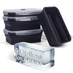 Extra Large Ice Block Mold for Ice Bath Cold Plunge Accessories, 4 Pack for 10LB Ice, Stackable Water Chiller Ice Tray Ice Cube Molds with Lids, Silicone Collapsible Food Storage Containers, Black