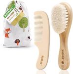 haakaa Baby Hair Brush and Comb Set for Newborns & Toddlers - Natural Soft Goat Bristles and Wooden Handle, Gently Grooms Baby's Hair, Ideal for Cradle Cap, Perfect Baby Gift, 2pk