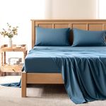 Comfort Spaces Coolmax Moisture Wicking Sheet Set Soft, Fade Resistant, All Elastic Deep Pocket Fits Up to 16" Mattress - Warm Weather Cooling Sheets for Night Sweats, Full, Teal, 4 Piece