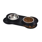 Amazon Basics Dog Bone Shaped Silicone Pet Bowl Combo - Black