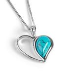 Sterling Silver and Turquoise Heart Necklace, Heart Charm, Turquoise Necklace, Blue Necklace, December birthstone jewelry, Gift for wife