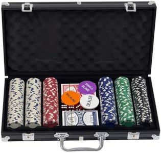 Trendi 'Black Edition' 300 Piece Texas Holdem Poker Chip Set with Aluminium Case – Casino Grade Chips, Blackjack Mat, Playing Cards & Dealer Buttons – Ultimate Poker Night Kit for Home Games