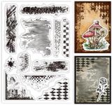 GLOBLELAND Vintage Texture Background Clear Stamps for Cards Making Retro Mark Background Silicone Clear Stamp Seals Transparent Stamps for DIY Scrapbooking Photo Album Journal