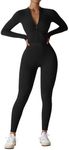 YEOREO Women Workout Jumpsuit Zip U