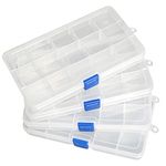 Qualsen Organizers and Storage Organizer, Craft Storage Organizer Fishing Tackle Box Organizer, Adjustable Divider Bead Organizer for Jewelry Beads Earring Container Tool Fishing(15 grids x4, white)