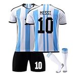 KARAZZO Kids Soccer Jersey #10 Boys Jersey Kit Football Suit Soccer Sportswear with Shorts and Socks for Boys and Girls(Blue-18)