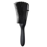 Detangling Brush for Afro Textured 3a to 4c Kinky Wavy and Long Thick Hair, Wet/Dry Use, Exfoliating Scalp for Beautiful Shiny Curls (Black)