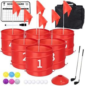 WodGod 6 Pcs Backyard Golf Outdoor Game with 2 Clubs-Outdoor Golf Yard Game for Practice, Golf Chipping Game for Adults and Family,Beach,Camping,Lawm,Park