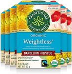 Traditional Medicinals - Organic Weightless Dandelion Hibiscus Herbal Tea (Pack of 6) - Relieves Temporary Water Retention - Fair Trade Ingredients - 96 Tea Bags Total