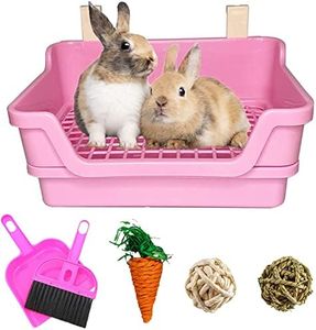 kathson Extra Large Rabbit Litter Box Trainer Rabbit Toilet Small Animal Potty Bunny Litter Pan Box for Adult Guinea Pig Rats Chinchilla Ferret Galesaur (Pink)