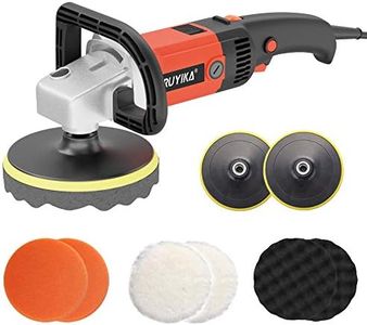 RUYIKA Electric Car Polishers and Buffers, 1600W Professional Orbit Polishing Machine, 8 Variable Speeds, 7'' 180mm Buffing Waxing Sponge Pads, Car Detailing Kit