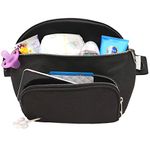 Suessie Fanny Pack Diaper Bag - with Baby Changing Pad & Waterproof Wipes Pocket - Stroller Organizer Black