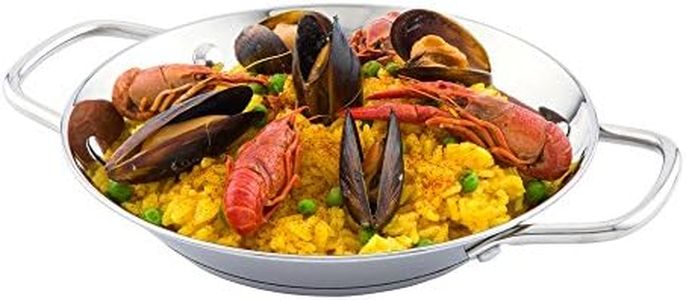Restaurantware 8 Inch Spanish Paella Pan 1 Induction Ready Paella Pan - Heavy-Duty Riveted Handles Silver Stainless Steel Spanish Pan Dishwasher-Safe Paella Cookware For Homes or Restaurants
