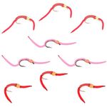 The Fly Fishing Place Trout Fly Assortment - San Juan Worm Power Bead Set of 9 Wet Nymph Fly Fishing Flies - Hook Size 8 and 10-3 Each of 3 Patterns