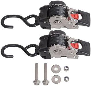 MOTO4U 1" x 6' Bolt-On Retractable Ratcheting Tie-Down Strap AutoRetract Marine Strap Transom Tie Downs w/S Hook for Motorcycle Boats Trailers（one Pair）