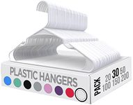 Utopia Home White Plastic Hangers 30 Pack - Clothes Hangers for Coat, Shirts,Trouser - Suit Hangers for Space Saving - Durable and Slim Hangers with Shoulder Grooves