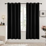 Deconovo Blackout Curtains 2 Panels 63 Inches Long, Black Thermal Bedroom Curtains, Living Room Darkening Curtains for Kids Curtains, 52W x 63L Inch