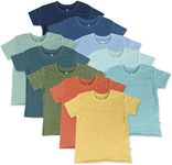 HONESTBABY Multipack Short Sleeve T-Shirt Tee 100% Organic Cotton Infant Baby, Toddler, Little Kids Boys, Girls, Unisex, Rainbow Gems Blues, 24 Months