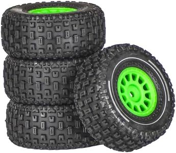 Pre-Glued 1/14 RC Truck Tires & Wheels (4PCS) - 12mm Hex All-Terrain Tires 2.56" OD - for Traxxas, ARRMA Mojave GROM,MJX Hyper Go 14301 14302 14303,Tamiya Kyosho HPI 1/14-1/18 Scale On/Off Road