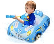 Toddler Pool Float Toddler Floaties with Water Gun Baby Pool Float Car Floaties Pool Floats for Toddlers 1-3 Baby Swim Float with Water Cannon Gun for Kids Age1-5 Inflatable Boat Ride-on for Boy Girl