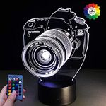 HPBN8 Ltd 3D Camera Night Light USB Powered Remote Control Decor Table Desk Optical Illusion Lamp 7/16 Color Changing Lights LED Table Lamp Xmas Home Love Brithday Children Kids Decor Toy Gift