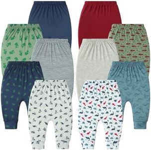 Hakochia Soft and Comfy 100% Cotton Baby Pants for Baby Boys and Girls with Ample Diaper Room 0-12 Months (US, Age, 9 Months, Blue)