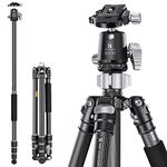 K&F Concept X-Series 68 inch/172cm Carbon Fiber Camera Tripod,Professional Photography Tripod with 30mm Metal Ball Head Load Capacity 12KG/26.4lbs for Indoor Outdoor Use X254C4+BH-30