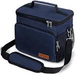 Tiblue Insulated Lunch Bag for Women/Men - Reusable Box for Office Work School Picnic Beach - Leakproof Freezable Cooler Bag with Adjustable Shoulder Strap for Kids/Adult(Medium, Navy Blue)