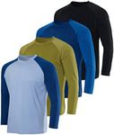 4 Pack Mens Fishing Shirts Rash Guard Swim Shirt Dri Fit Long Sleeve SPF Uv UPF Hiking Sun Protection Outdoor Swimming Water Running Boating Camisa