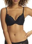 KAYSER Women's Be Real Lace Push Up Padded Bra, Black, 12 34D UK