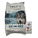 AETN Creations Wolf of Wilderness Adult Blue River 1kg Chicken and Salmon Flavour Grain-Free, Protein Dry Dog Food with AETN Jerky Treat