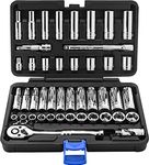 EPAuto 3/8-Inch Drive Socket Set with 72-Tooth Pear Head Ratchet, 45 Pieces