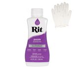 Rit Dye – Liquid Fabric Dye for Crafting, Clothing, and Décor – 8 oz. Bottle – Purple (Gloves Included)