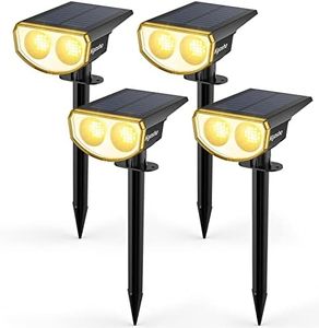 Kyosho Solar Outdoor Lights Waterproof IP67, 38 LEDs Solar Spot Lights Outdoor, 2-in-1 Landscape Spotlight with 3 Modes for Lawn, Pathway, Yard, Pool, 4 Pack