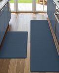 DEXI Kitchen Mat Anti Fatigue, 17x29+17x59 Floor Rugs Set with Non Slip Back, Waterproof Comfort Standing Desk Runner for Sink, Laundry Room, Office, Blue