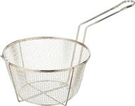 Snevad Round Wire Frying Basket Deep Fryer Basket, Stainless Steel Fry Basket with Folding Handle for French Fries, Fried Chicken, Fish Balls, Fish, Chicken Frying Serving Food Tableware [30x18x10 CM]