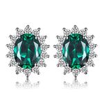 JewelryPalace Princess Diana William Kate Middleton 1.1ct Created Russian Nano Emerald Stud Earrings 925 Sterling Silver