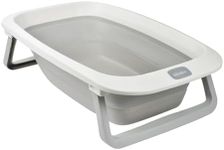 Béaba Folding Baby Bathtub, Ultra Compact, Non-Slip feet, Trendy Design, Drain Plug, Practical Storage, Minimal Space Required, Easy to use, Eazy Pop Camélé'O, 29L, Grey