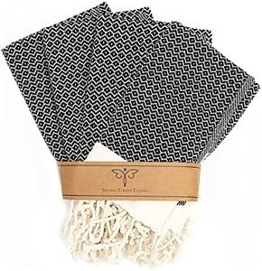 SMYRNA TURKISH COTTON Vintage Series Kitchen Dish Towels Pack of 4, Machine Washable Wash Cloths, Ultra Soft, Absorbent, Prewashed and Quick Dry Turkish Dish Towels, 12x12 Inch (Black)