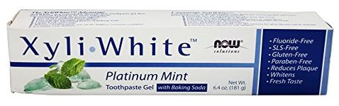 NOW Foods Solutions Xyli White Toothpaste Gel with Baking Soda Platinum Mint -- 6.4 oz
